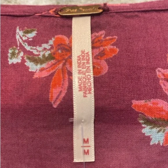 Free People Amanda Ruffle Wrap Top burgundy  Floral size M NWT - Picture 8 of 8